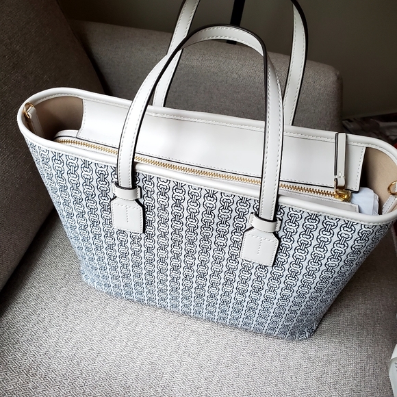 Tory Burch Gemini Link Coated Canvas Small Tote in New Ivory - Picture 11 of 15